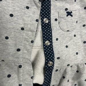 Carter's Gray Cardigan with Navy Polka Dots